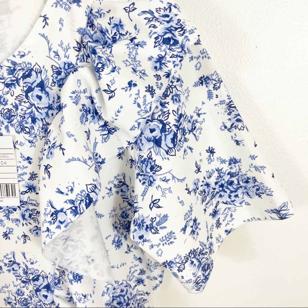 MISSGUIDED Frill Floral Ruffle Day Midi Dress Blue 6 - Picture 6 of 9